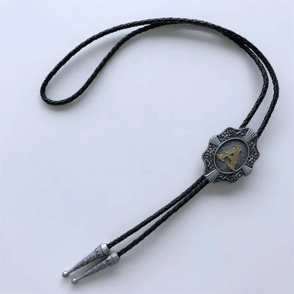 Bolo Lettre Initial Western Cowboy Cowgirl Faux Learher